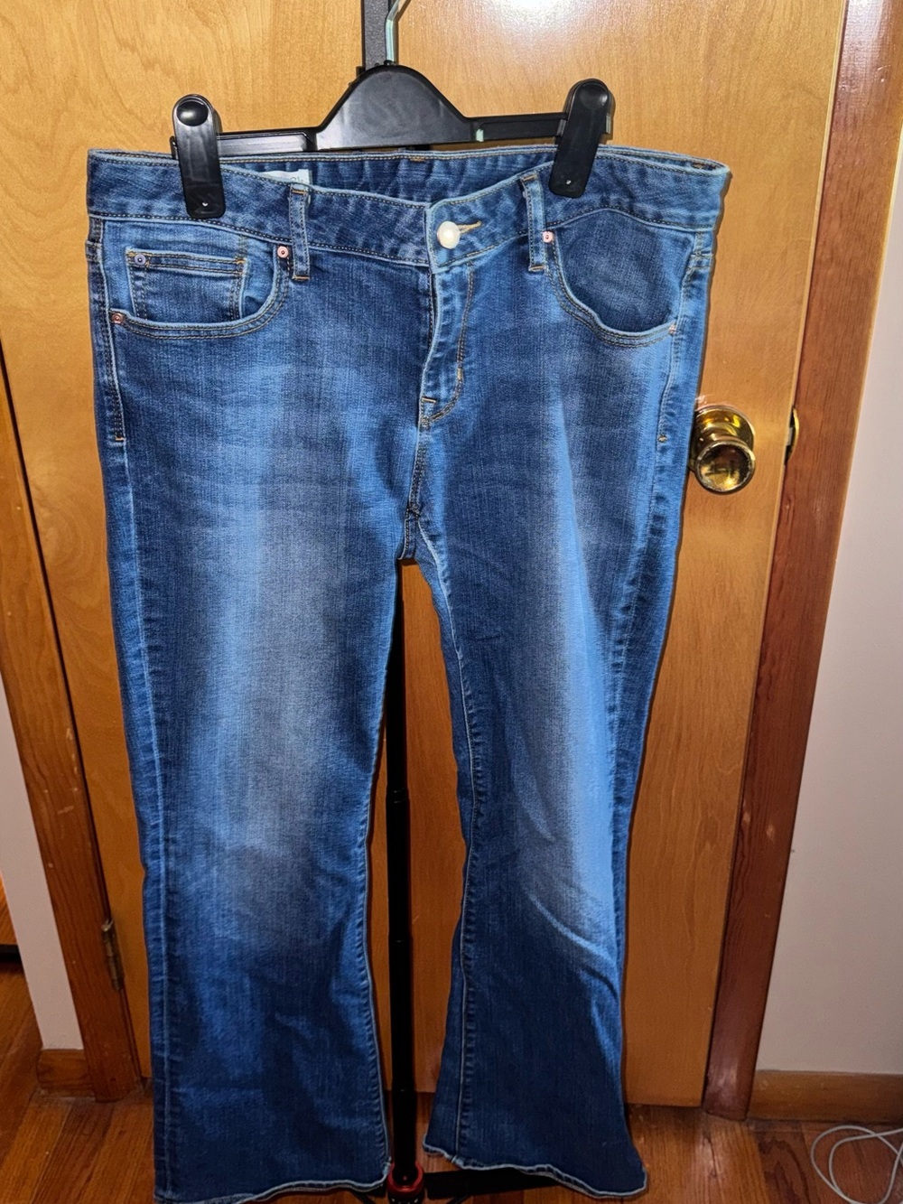 Women's Blue Flared Jeans - Mid Wash Wide Leg